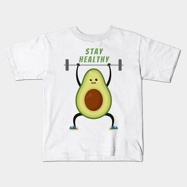 Kawaii avocado training in the gym Kids T-Shirt by Rdxart